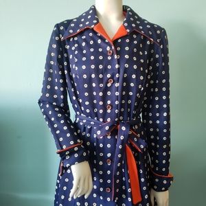 True vintage 60s 70s pop art polka dot classic belted house dress Korrell M